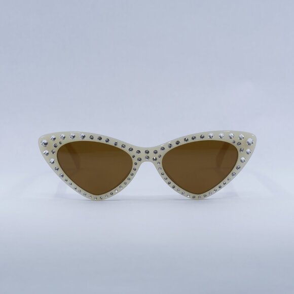 Moschino MOS006/S/STR 0SZJ 70 Sunglasses Ivory Cat Eye Frame, Brown Lenses main image 7
